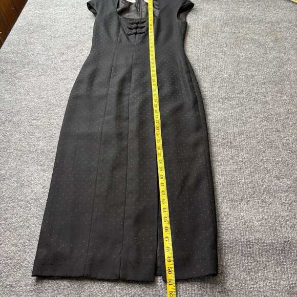 Vintage Liz Claiborne Dress 4 Black Maxi Square Neck Whimsigoth Y2K Glam Regency - Picture 13 of 16